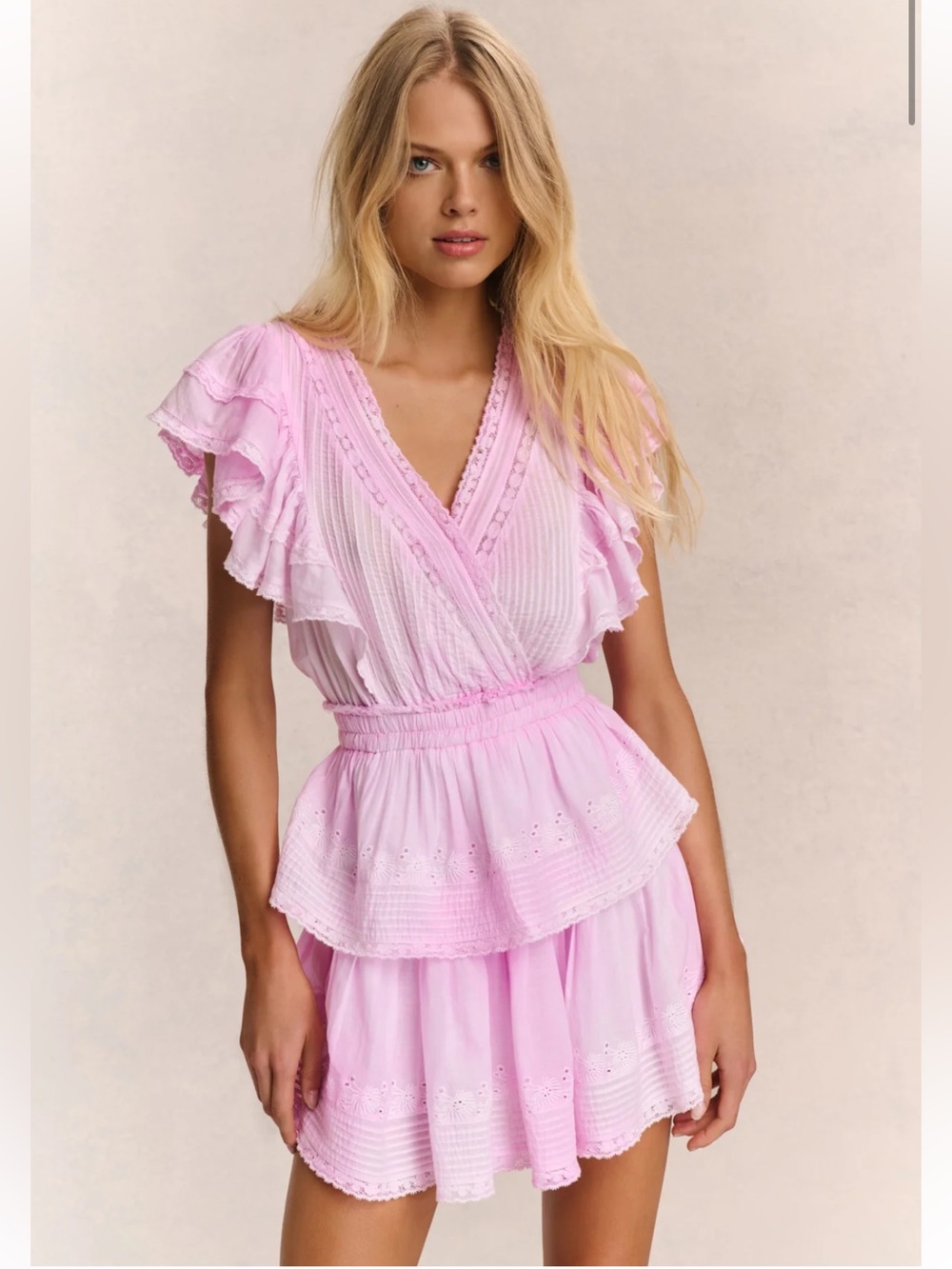 LoveShackFancy Gwen Heritage Mini Dress in Peony Size Medium